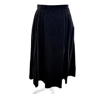 Vintage 60's Patty Woodard Black Velvet Midi Skirt Pleated M